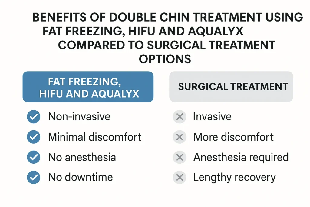Graphic about the benefits of double chin treatment Neasden - from LA LIPO